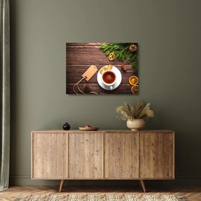 Sklenený obraz - hrnček s dekoráciami (70x50 cm)