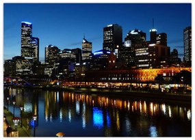 Sklenený obraz noci v Melbourne (70x50 cm)