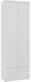 Šatníková skriňa R 60 cm 1 zásuvka 2 dvierka biela