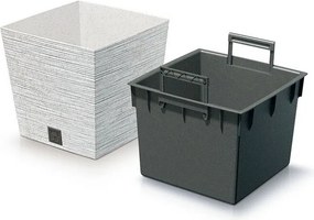 Kvetináč FURU SQUARE LOW ECO WOOD s vkladom 24 cm, biela ECO