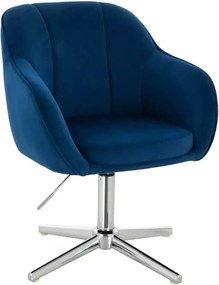 LuxuryForm DESIGN Stolička AVOLA VELUR na striebornom kríži - modrá