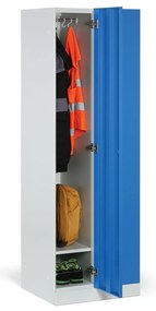 Kovová šatníková skrinka, 2-dverová, 1850 x 600 x 500 mm, demont, zámok s čítačkou RFID kariet, laminované dvere, buk