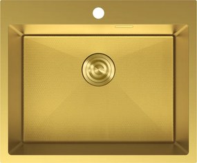 Mexen Solix, 1-komorový nerezový drez 600 x 500 mm, brúsená zlatá, vzor voština, 6408601000-55HC