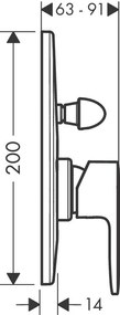 Hansgrohe Vernis Blend, vaňová batéria pod omietku s telesom, chrómová, HAN-71473000