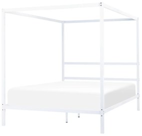 Kovová posteľ s baldachýnom 160 x 200 cm biela LESTARDS Beliani