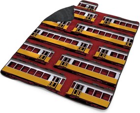 Sablio Plážová deka Lisabonské historické električky Červený Pattern: 200x140 cm
