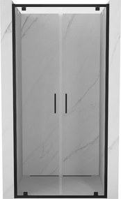 Mexen Exo, dvojité krídlové sprchové dvere 80x200 cm, 6mm číre sklo, čierny profil, 8182-080-000-70-00