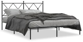 Kovový rám postele s čelom čierny 150x200 cm 376504