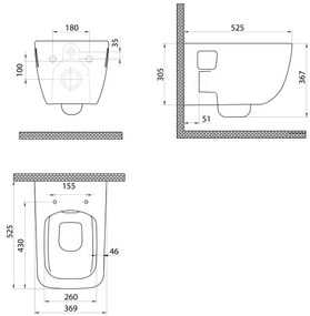 Bruckner - Závesné WC Rimless WALTER keramika/biela