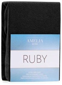 Froté prestieradlo s gumou AmeliaHome Ruby čierne