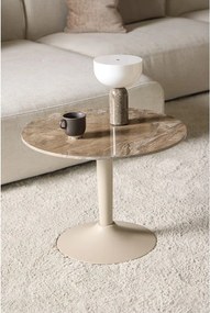 Hnedý okrúhly konferenčný stolík s keramickou doskou ø 60 cm Malta – Actona