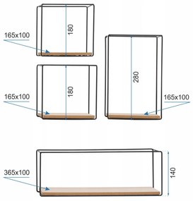 Dekorstudio Sada 5 políc Loft Industrial CFZL-TSF012