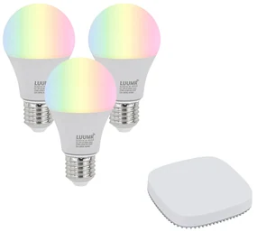 Sada 3 inteligentných stmievateľných LED žiaroviek E27 A60 9W 806 lm 2700K-6500K vrátane Zigbee Smart Hub