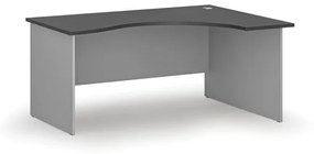 Ergonomický kancelársky pracovný stôl PRIMO GRAY, 1600 x 1200 mm, pravý, sivá/grafit