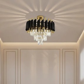 Prisadený luster CRISTAL 5xE14/10W/230V priemer 38 cm čierna/zlatá