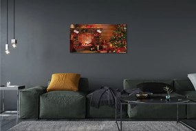 Obraz na plátne Ozdoby na vianočný stromček darčeky ohnisko 125x50 cm