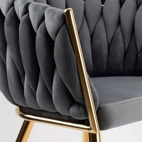 Jedálenská stolička COFTON zamatová, zlatá / grafitová