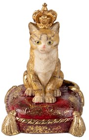 Dekoratívne soška mačky s korunou na vankúši - 7 * 6 * 10 cm