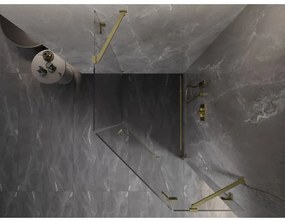 Mexen Lunar, päťuholníkový sprchový kút s pravým sklonom 80 x 100 cm, 8mm číre sklo, zlatý matný profil, 831-080P-100L-55-00-P