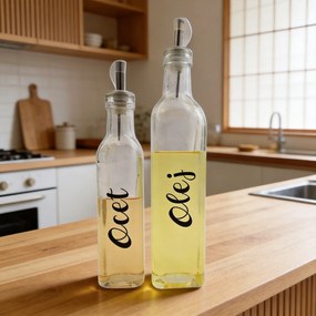 Zeller Present Súprava fliaš na olej a ocot 500ml+270ml so štítkami, Zeller