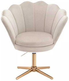 LuxuryForm DESIGN Kreslo FREY VELUR na zlatom kríži - latte