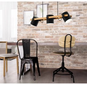 Závesné svietidlo v čiernej a prírodnej farbe s kovovým tienidlom HORNWOOD - EGLO