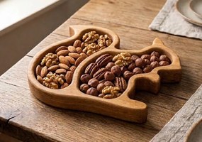 AMADEA Drevená miska v tvare veveričky, masívne drevo, veľkosť 21,5x17 cm