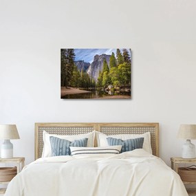 Sklenený obraz - Pod Yosemite skalou (70x50 cm)