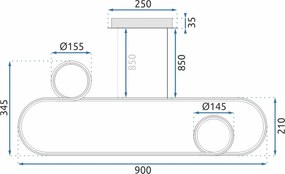 Toolight - LED závesné svietidlo APP809-CP GOLD, zlatá, OSW-09850