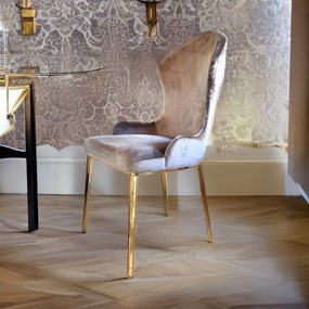 DIZAJNOVÁ STOLIČKA GIA ZLATÁ NEREZ + ŠEDÝ ZAMAT