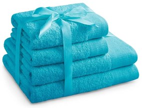 Tyrkysovomodré froté bavlnené uteráky a osušky v súprave 4 ks Amari – Restilo