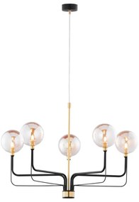 Jupiter 1886 - Luster na lanku ERIS 5xG9/14W/230V zlatá/čierna/dymovo-béžová