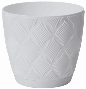 Kvetináč Flow Petit 17 s podmiskou biely