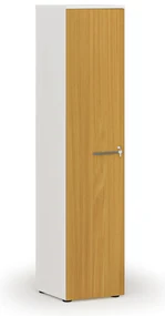 Úzka kancelárska skriňa PRIMO WHITE, 1781 x 400 x 420 mm, biela/buk