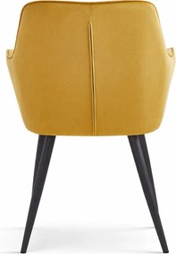 Jedálenské kreslo VARSI VELVET s čiernymi nohami, horčicové