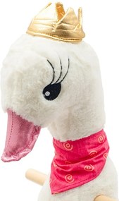 Baby Mix Hojdacia hračka s kolieskami a melódiou Labuť biela, 61 x 32 x 52 cm