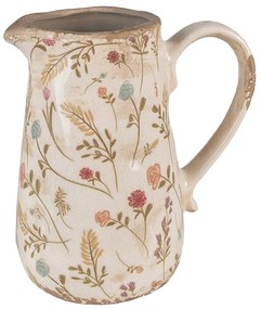 Béžový keramický dekoračný džbán s kvietkami Floral Cartoon - 16*11*18 cm