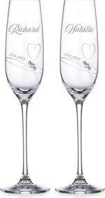 Svadobné poháre na sekt Diamante Romance, 2 ks