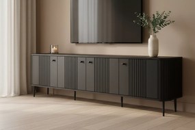 TV stolík Vespera 4D 187 cm - čierna / čierne nožičky