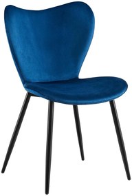 Jedálenská stolička Maika zamat - tmavomodrá