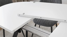 Mazzoni ALMO Biely mat / čierne nohy - OVÁLNY ROZKLADACÍ STÔL 120-220 cm PRE 10-12 OSÔB