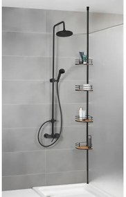 WENKO 24756100-Rohová polica DOLCEDO 31x20 cm nerez/čierna/hnedá