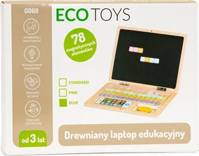Detský edukačný 2v1 laptop ECOTOYS - magnetická a kriedová tabuľa, 78 písmen a čísiel