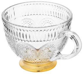 Sklenený hrnček Daisy 430 ml so zlatým podstavcom