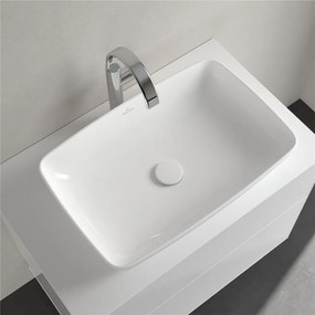 VILLEROY &amp; BOCH Artis obdĺžnikové umývadlo na dosku bez otvoru, bez prepadu, 580 x 380 mm, Stone White, s povrchom CeramicPlus, 417258RW
