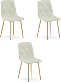 Set troch jedálenských stoličiek LIBRA béžové / hnedé nohy (3 ks)