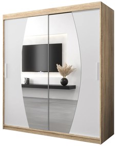 Šatníková skriňa 180 cm Eclipse (dub sonoma + biela matná). Akcia -26%. Vlastná spoľahlivá doprava až k Vám domov. 1063424