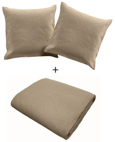 Béžová prešívaná súprava plédu a obliečky na vankúš z mikrovlákna 240x220 cm Romane – douceur d'intérieur