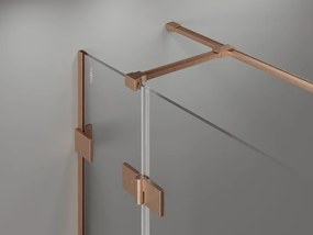 Mexen Lunar T, sklápací sprchový kút ľavý 135 x 120 cm, 8mm číre sklo, profil medená matná, 834T-135-120-65-00-L