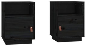 vidaXL Nočné stolíky 2 ks čierne 40x34x55 cm borovicový masív